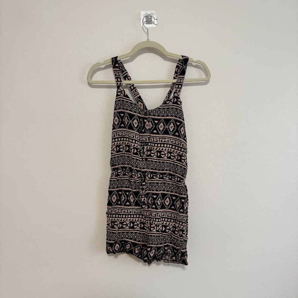 Forever21 Tribal Print Romper, Black/Brown, Size S